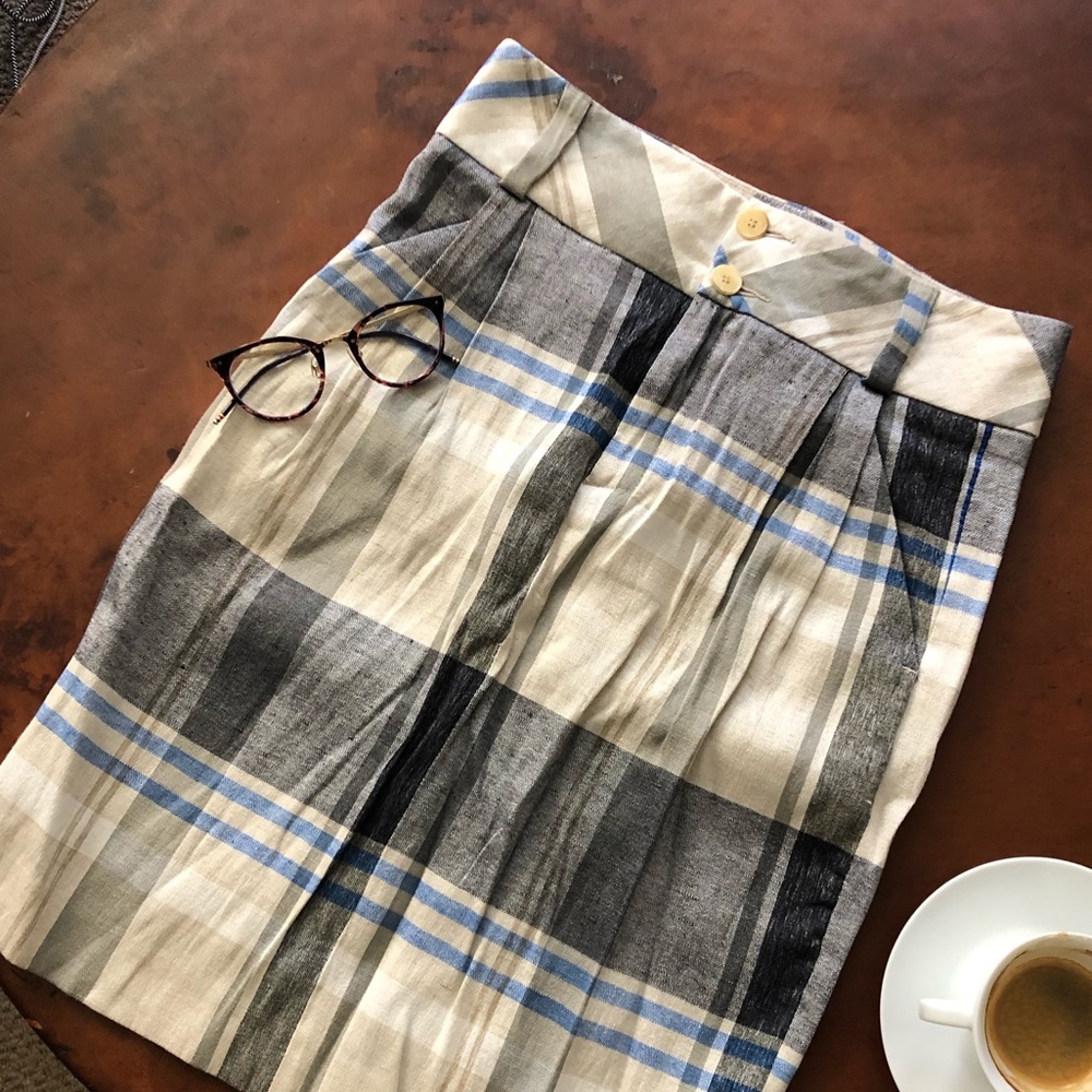 Zara plaid linen skirt